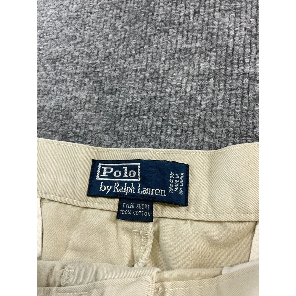 Polo Ralph Lauren Tyler Men's Shorts 36 Beige Khaki 100% Cotton Pleated Casual C